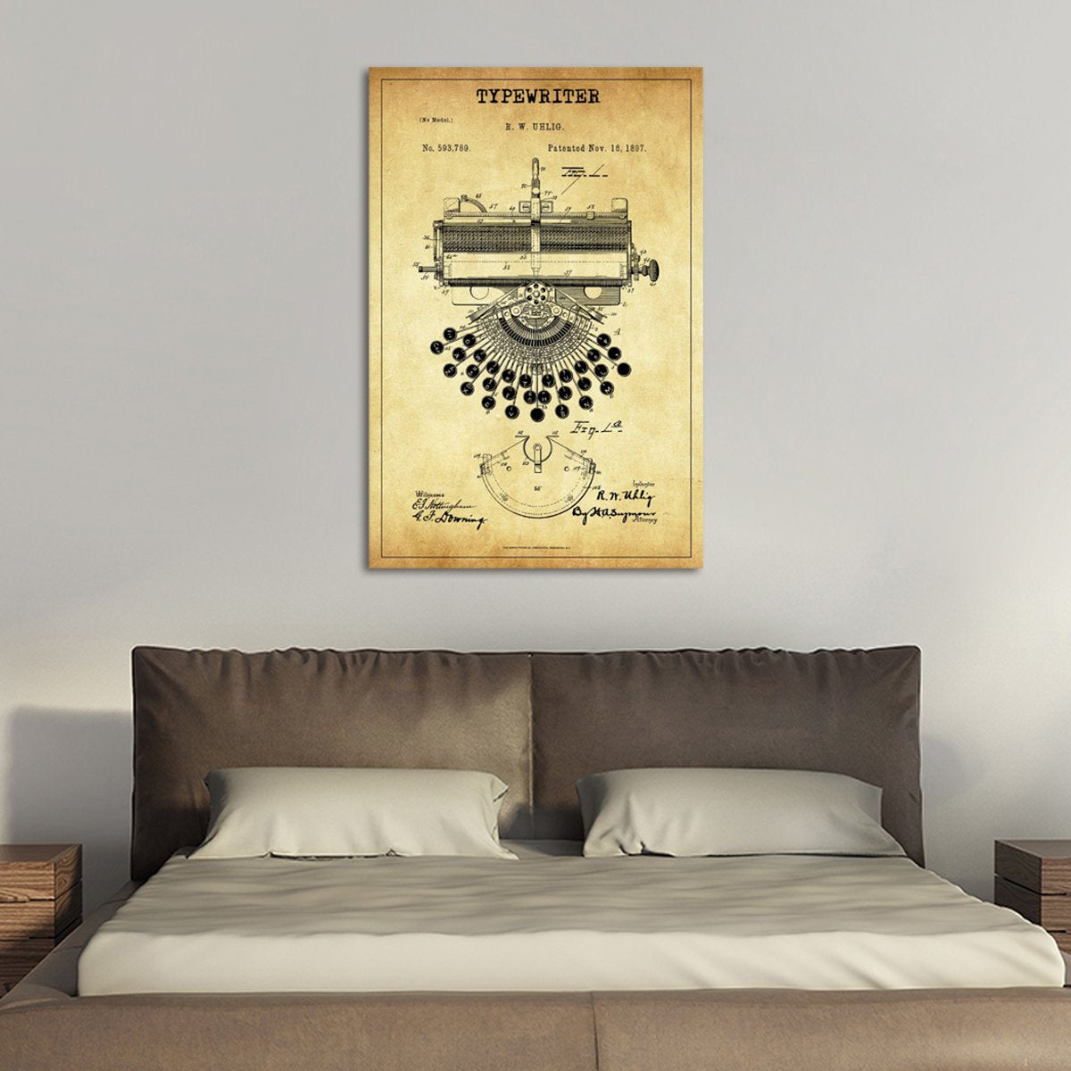 Typewriter Patent Canvas Wall Art