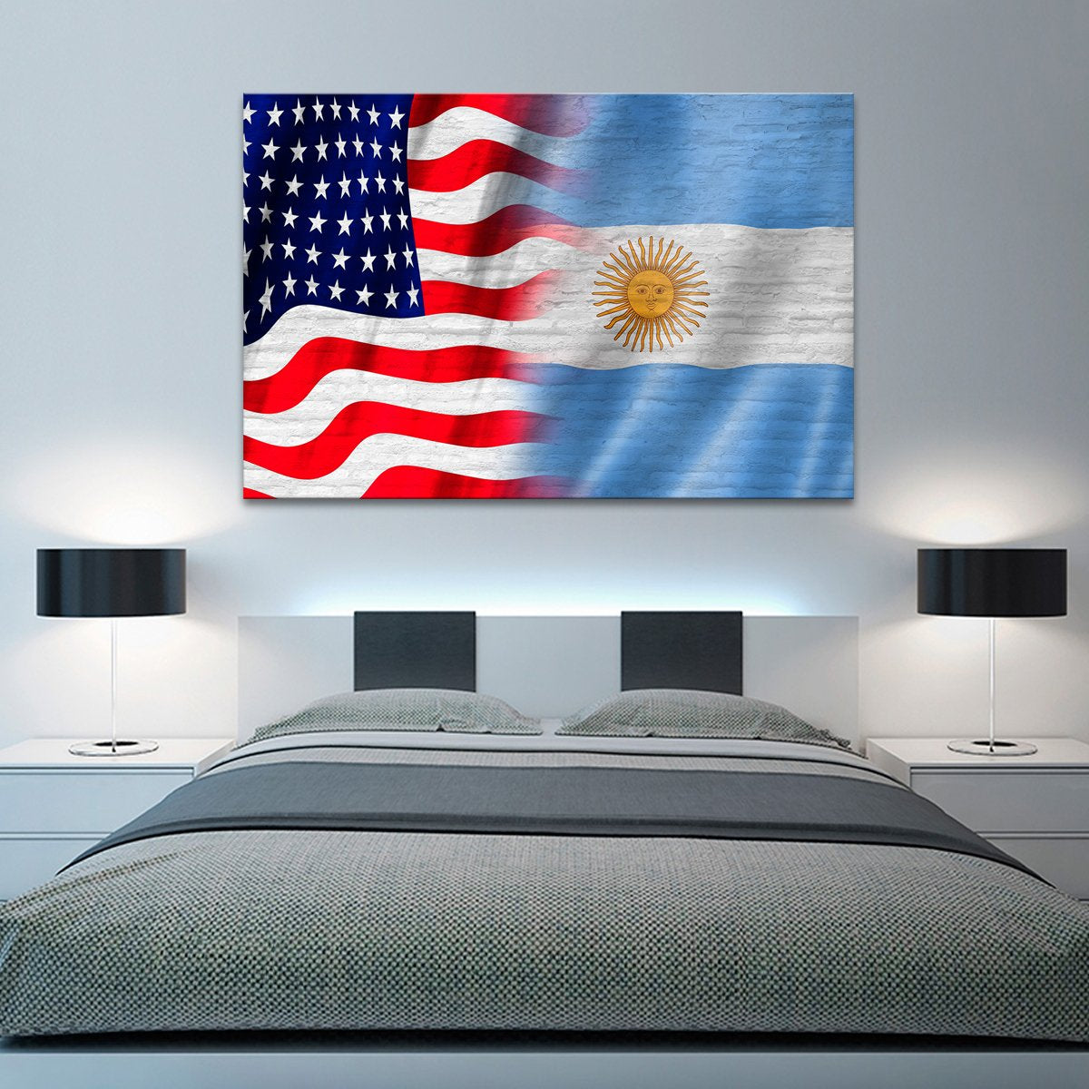 USA and Argentina Flag Multi Panel Canvas Wall Art