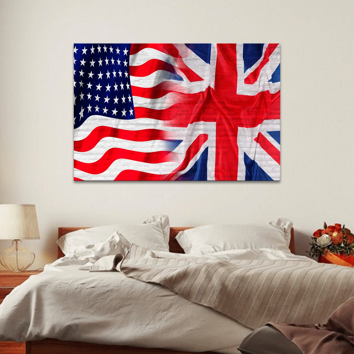 USA and British Flag Multi Panel Canvas Wall Art