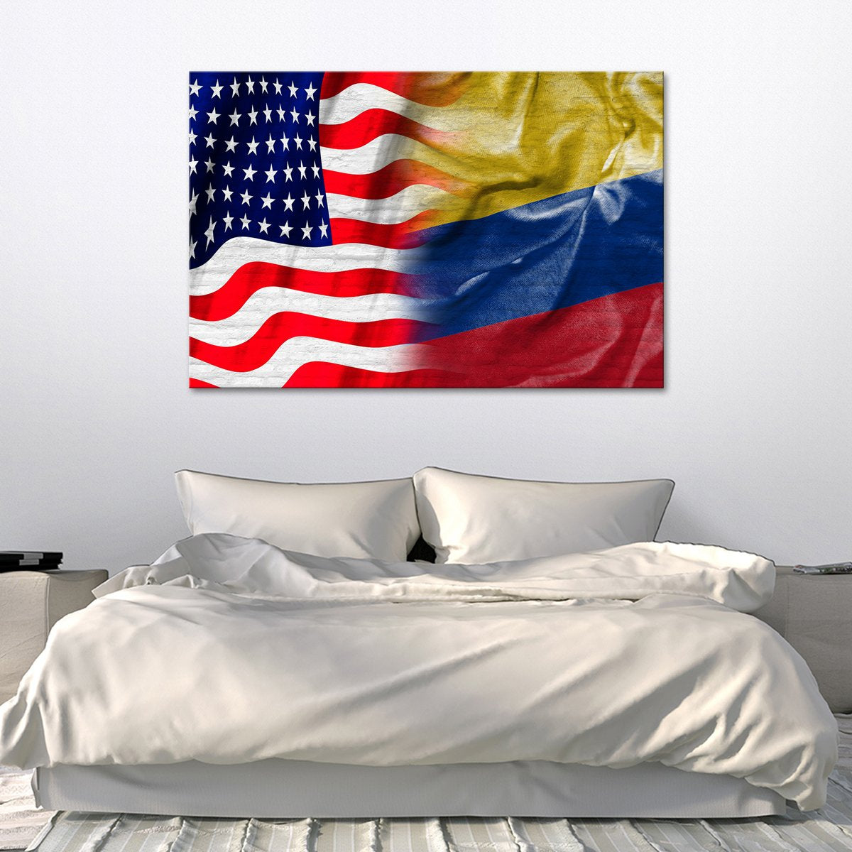 USA and Colombia Flag Multi Panel Canvas Wall Art
