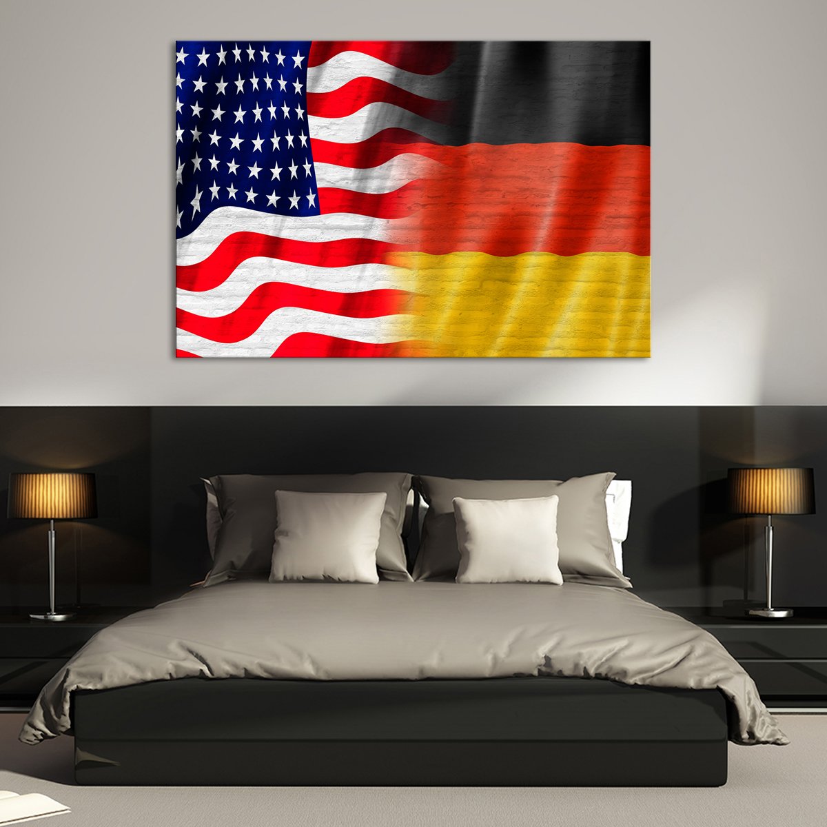 USA and Germany Flag Multi Panel Canvas Wall Art