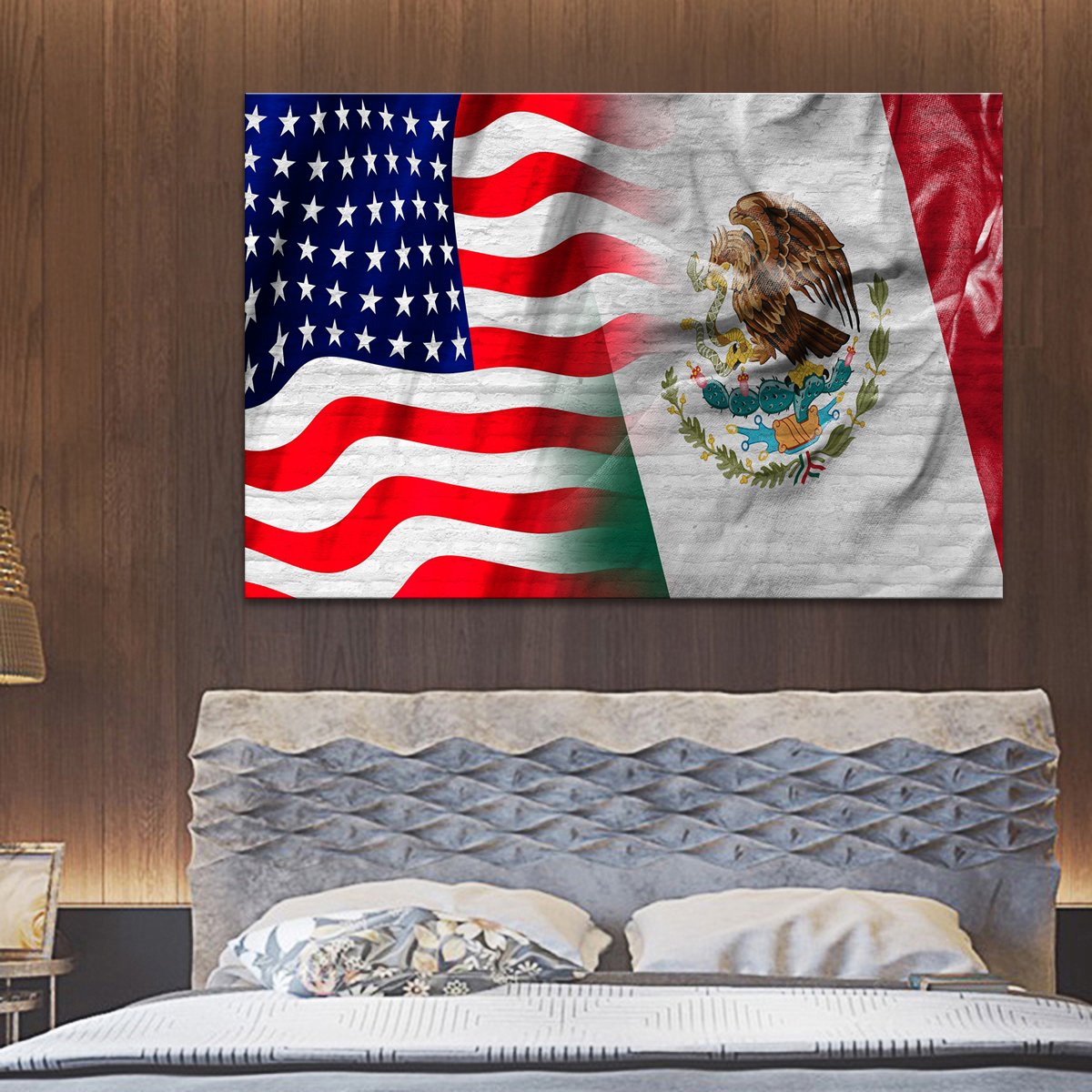 USA and Mexico Flag Multi Panel Canvas Wall Art