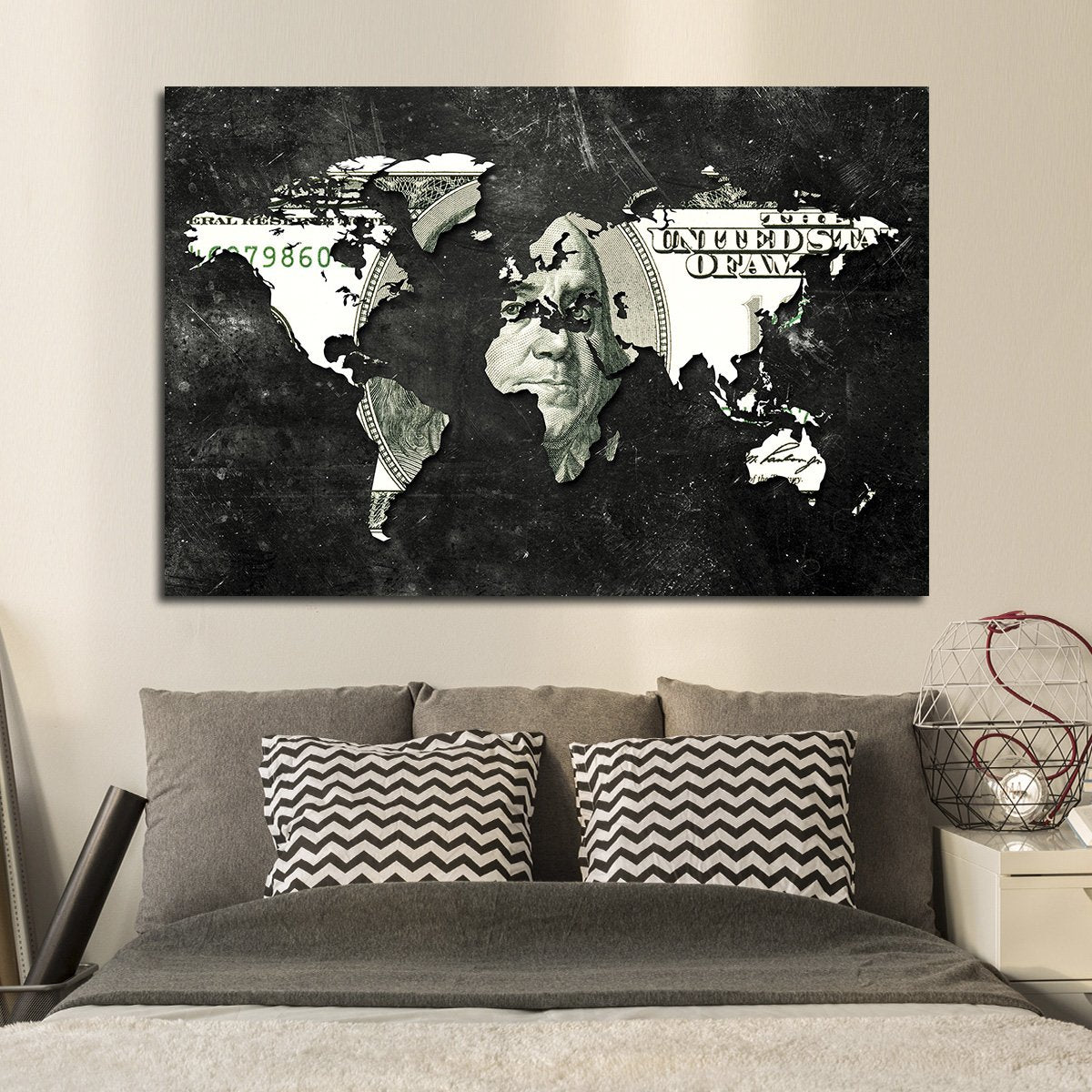 US Dollar Map Multi Panel Canvas Wall Art