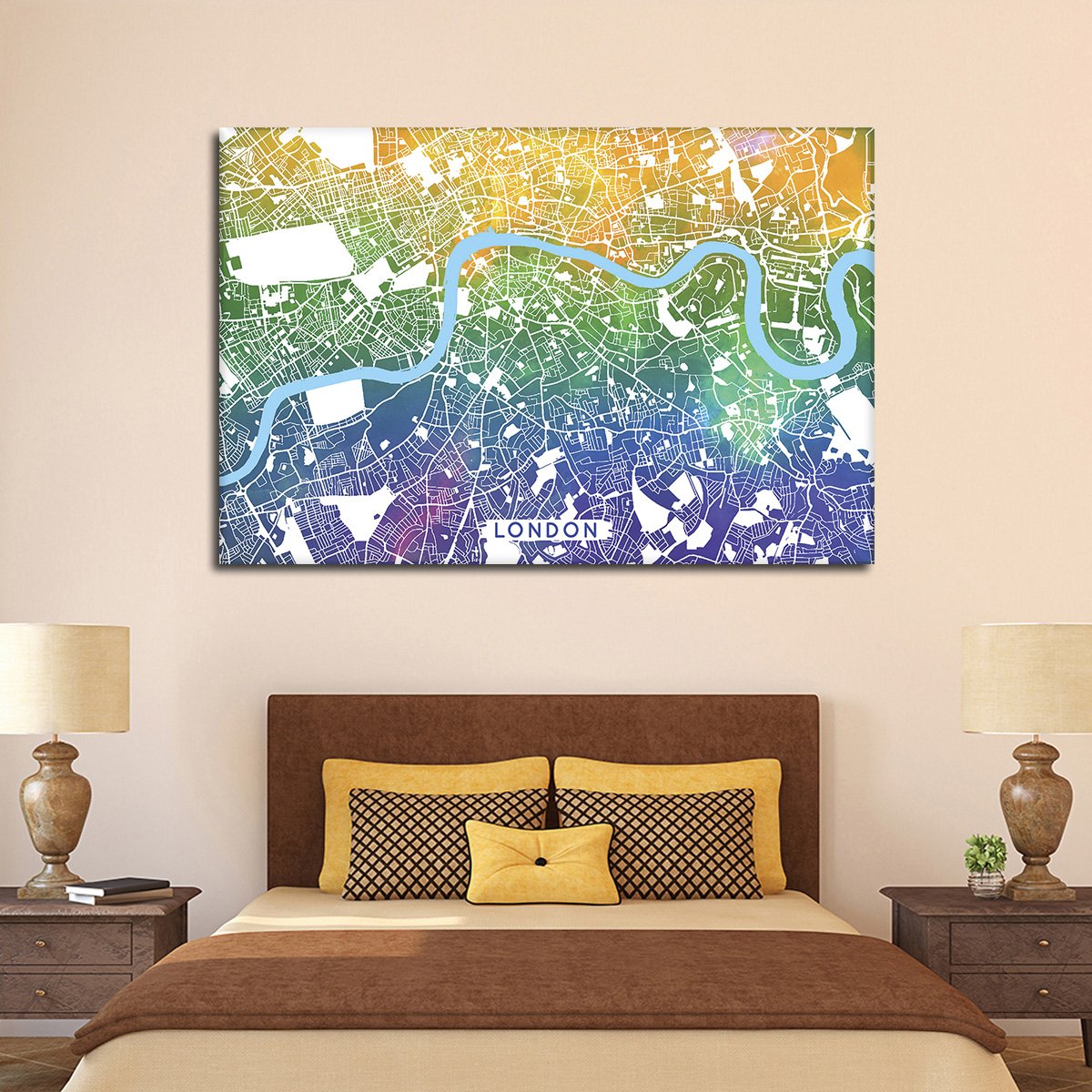 Unique London Map Multi Panel Canvas Wall Art