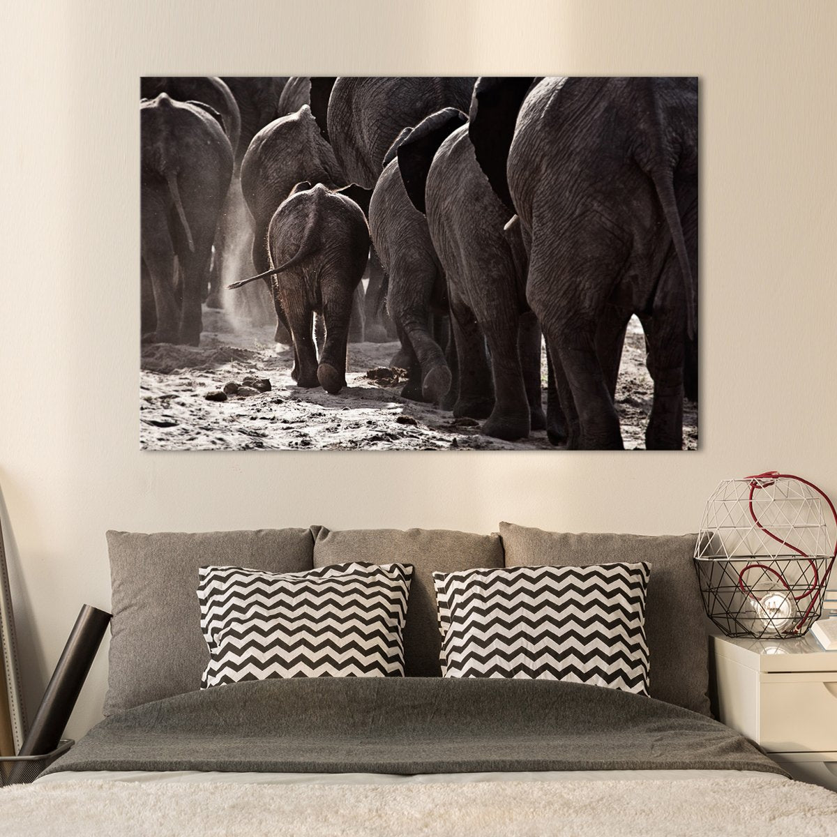 Vintage Elephants Multi Panel Canvas Wall Art