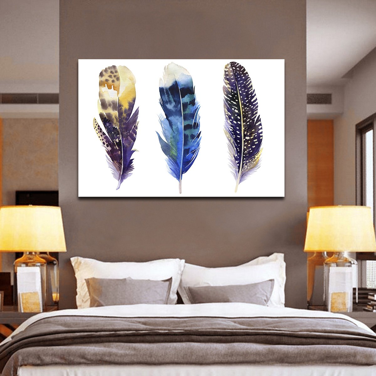 Watercolor Feather Multi Panel Canvas Wall Art