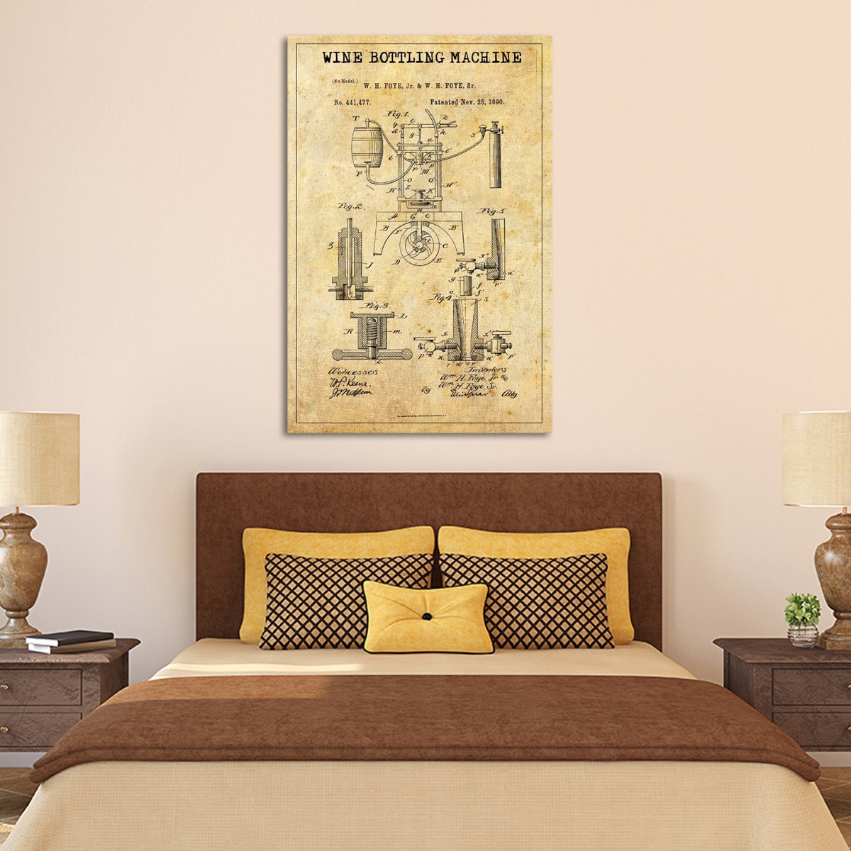 Wine Bottling Machine Patent Canvas Wall Art