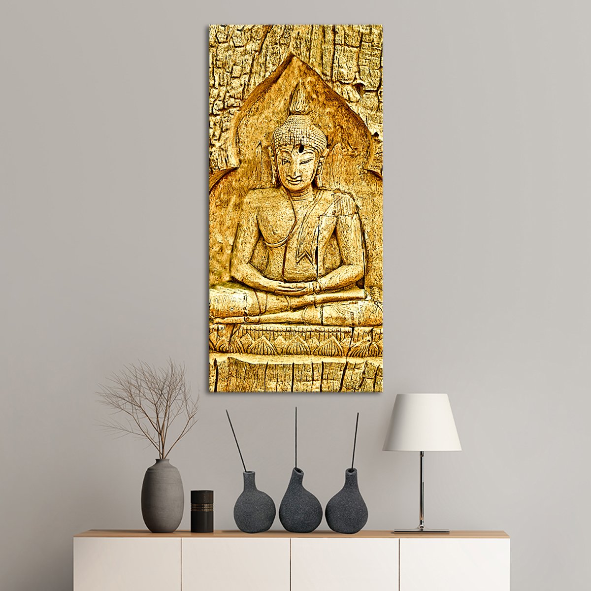 Wood Carving Buddha Multi Panel Canvas Wall Art