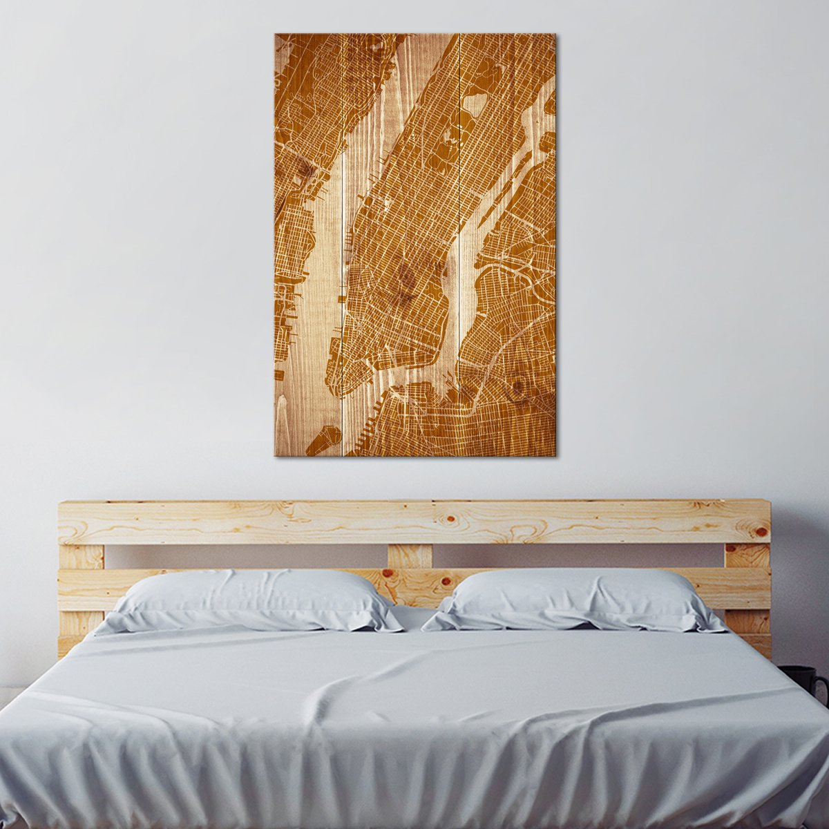 Wooden NYC Map Multi Panel Canvas Wall Art