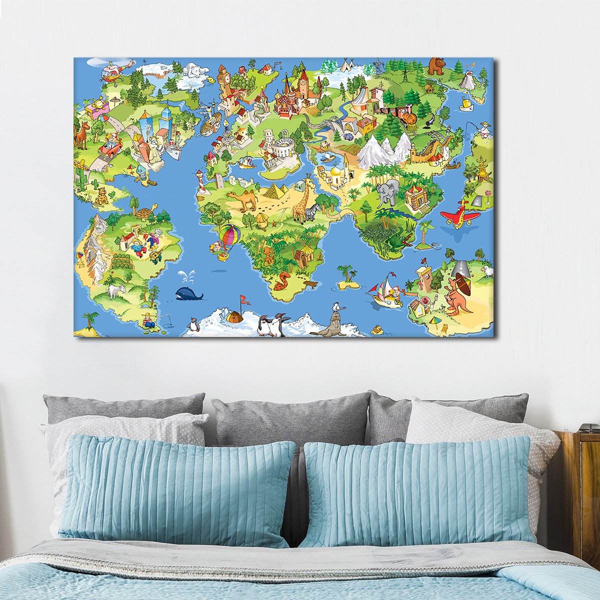 World Map Adventure Multi Panel Canvas Wall Art