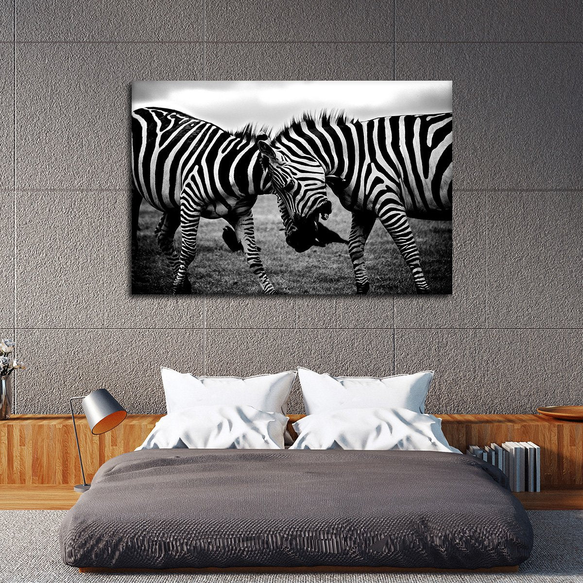 Zebra Face Off Multi Panel Canvas Wall Art