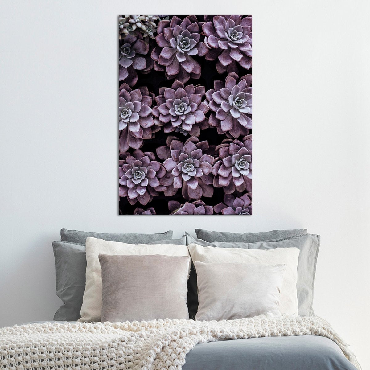 Monochrome Succulents Multi Panel Canvas Wall Art botanical ElephantStock
