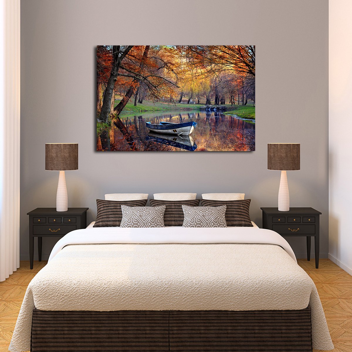 River at Autumn Multi Panel Canvas Wall Art