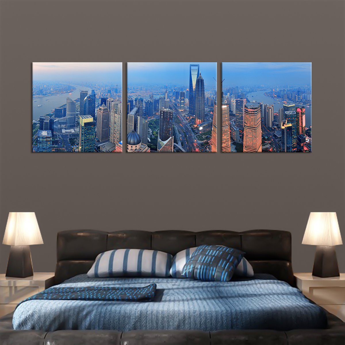 Shanghai Aerial View Multi Panel Canvas Wall Art
