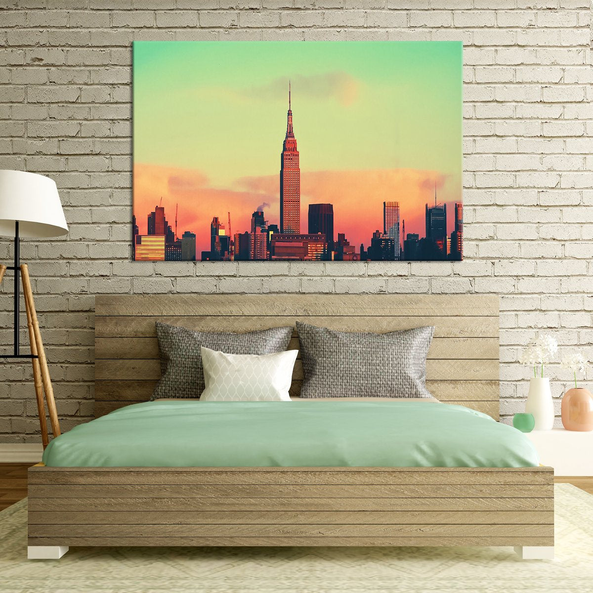 Skyscraper At Sunset Multi Panel Canvas Wall Art
