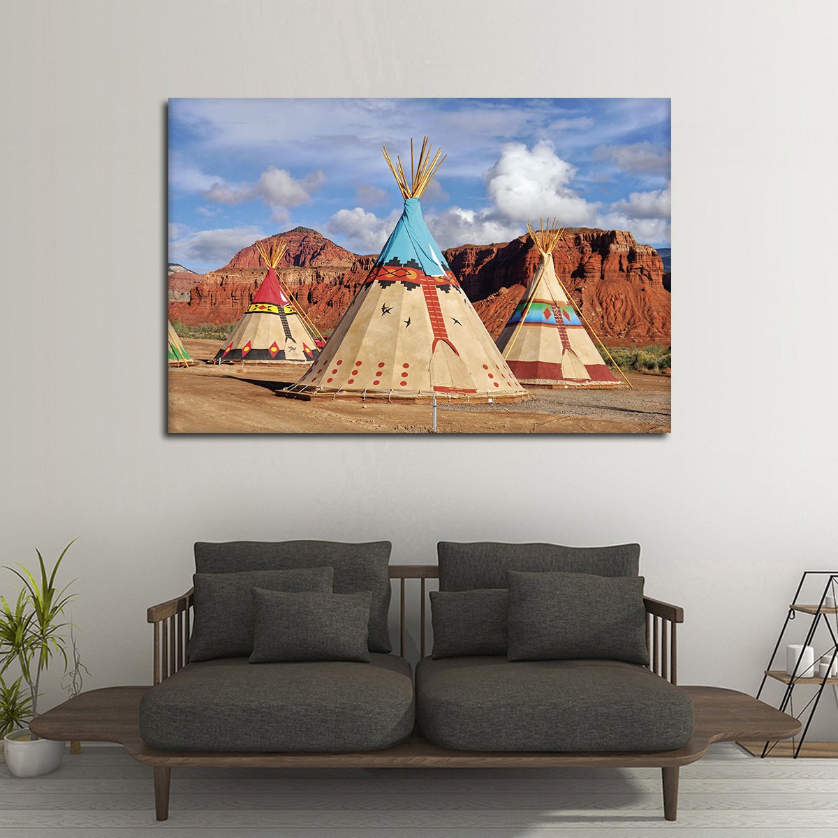 Native Teepees Multi Panel Canvas Wall Art