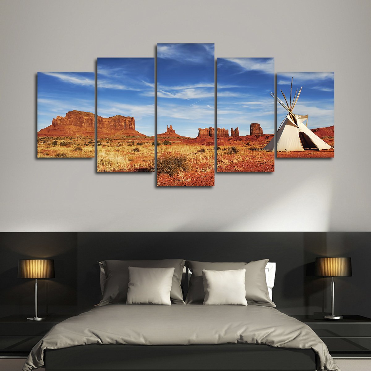 Monument Valley Teepee Multi Panel Canvas Wall Art