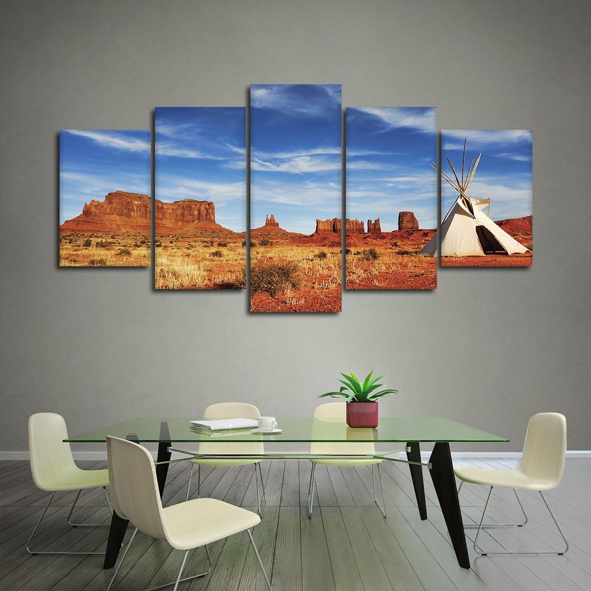 Monument Valley Teepee Multi Panel Canvas Wall Art