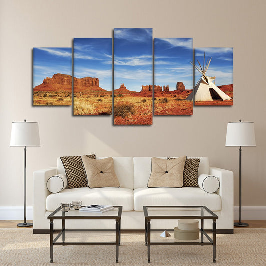 Monument Valley Teepee Multi Panel Canvas Wall Art