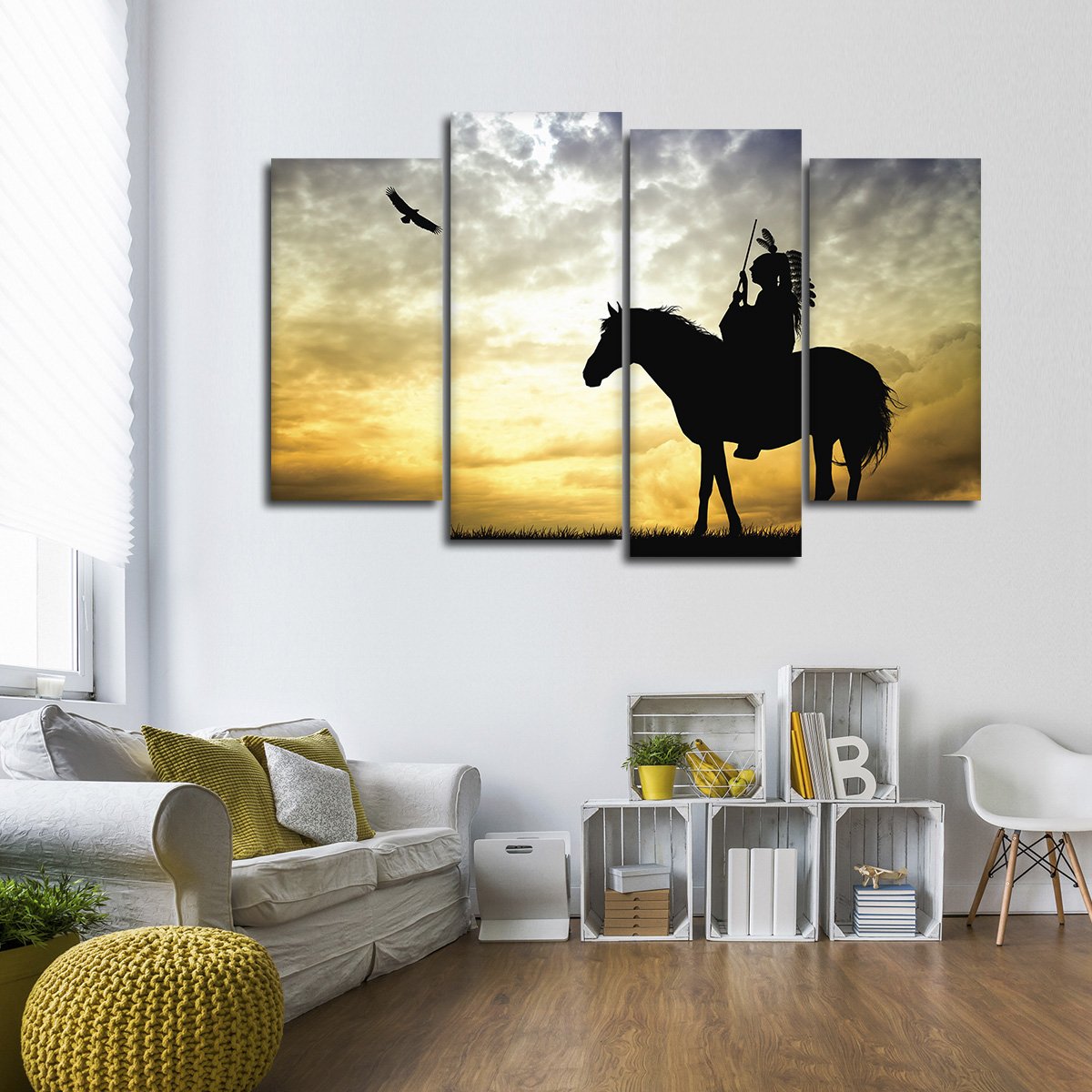 Horseback Warrior Multi Panel Canvas Wall Art