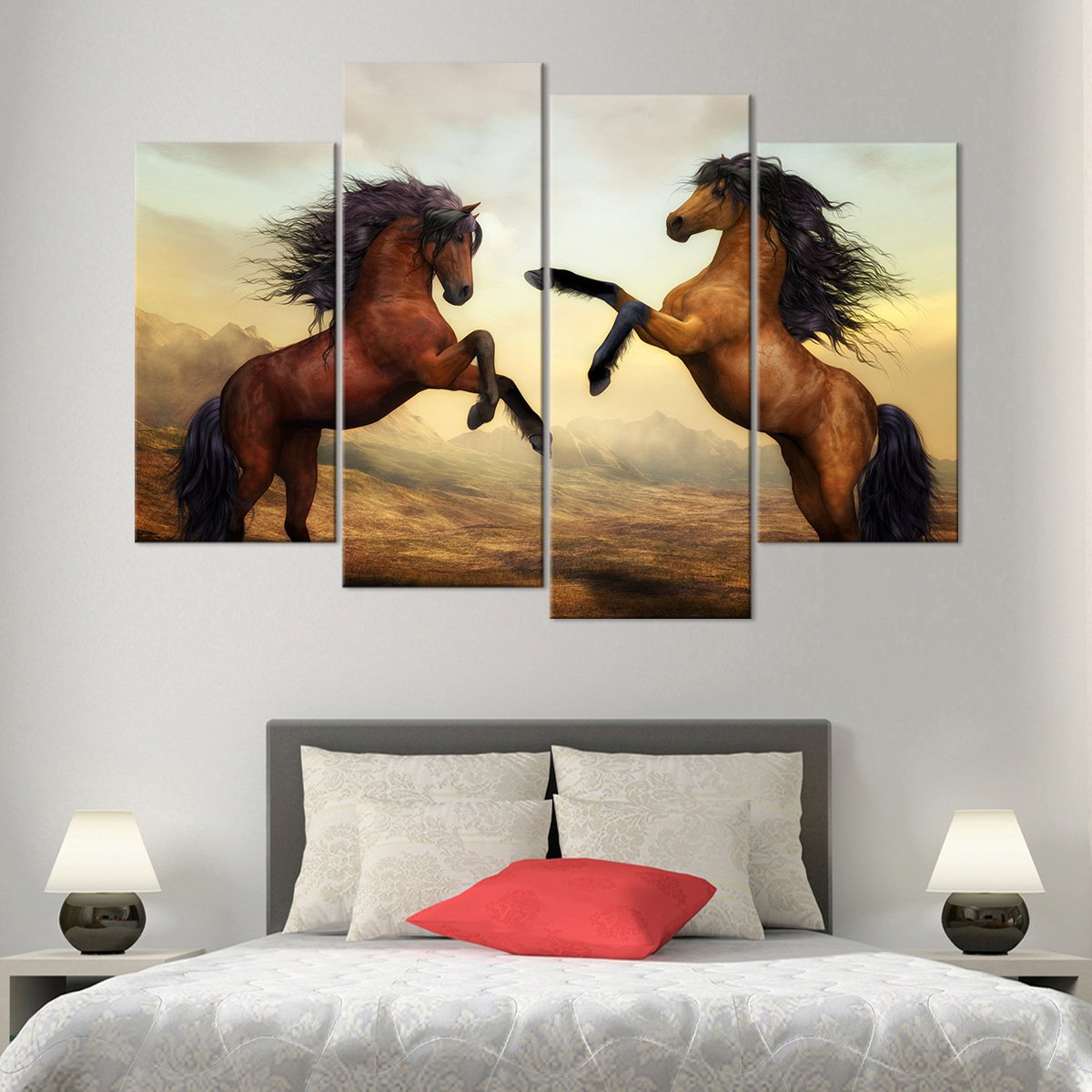 Competitive Horses Multi Panel Canvas Wall Art