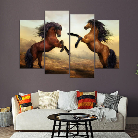 Competitive Horses Multi Panel Canvas Wall Art