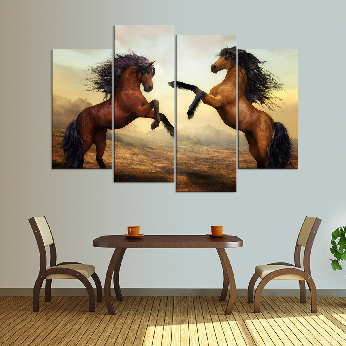 Competitive Horses Multi Panel Canvas Wall Art