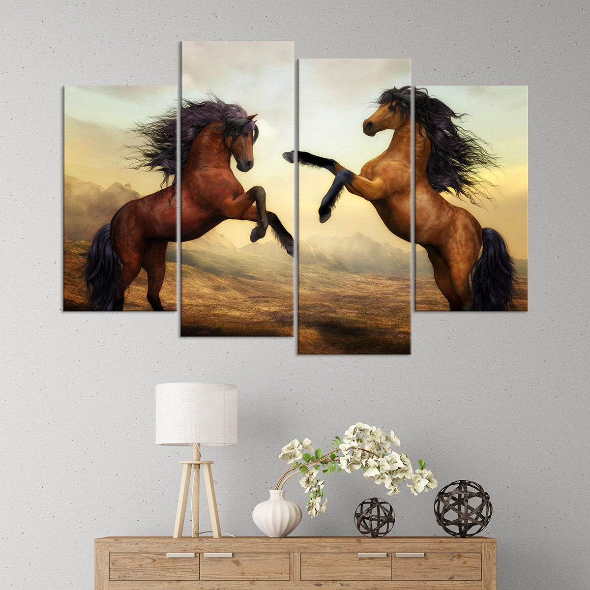 Competitive Horses Multi Panel Canvas Wall Art