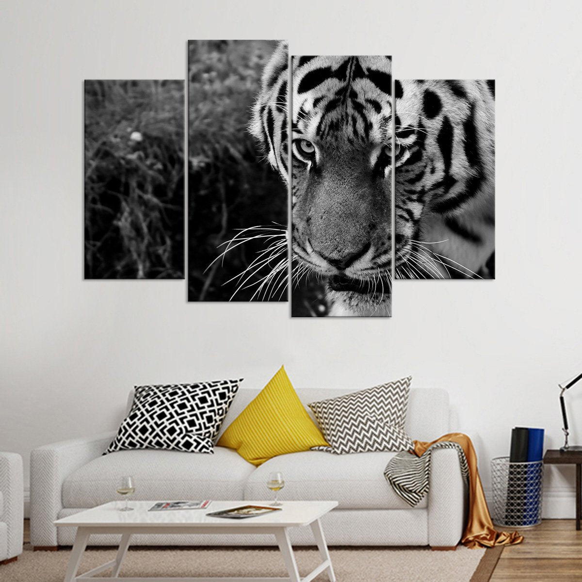 Tiger Seeking Prey Multi Panel Canvas Wall Art
