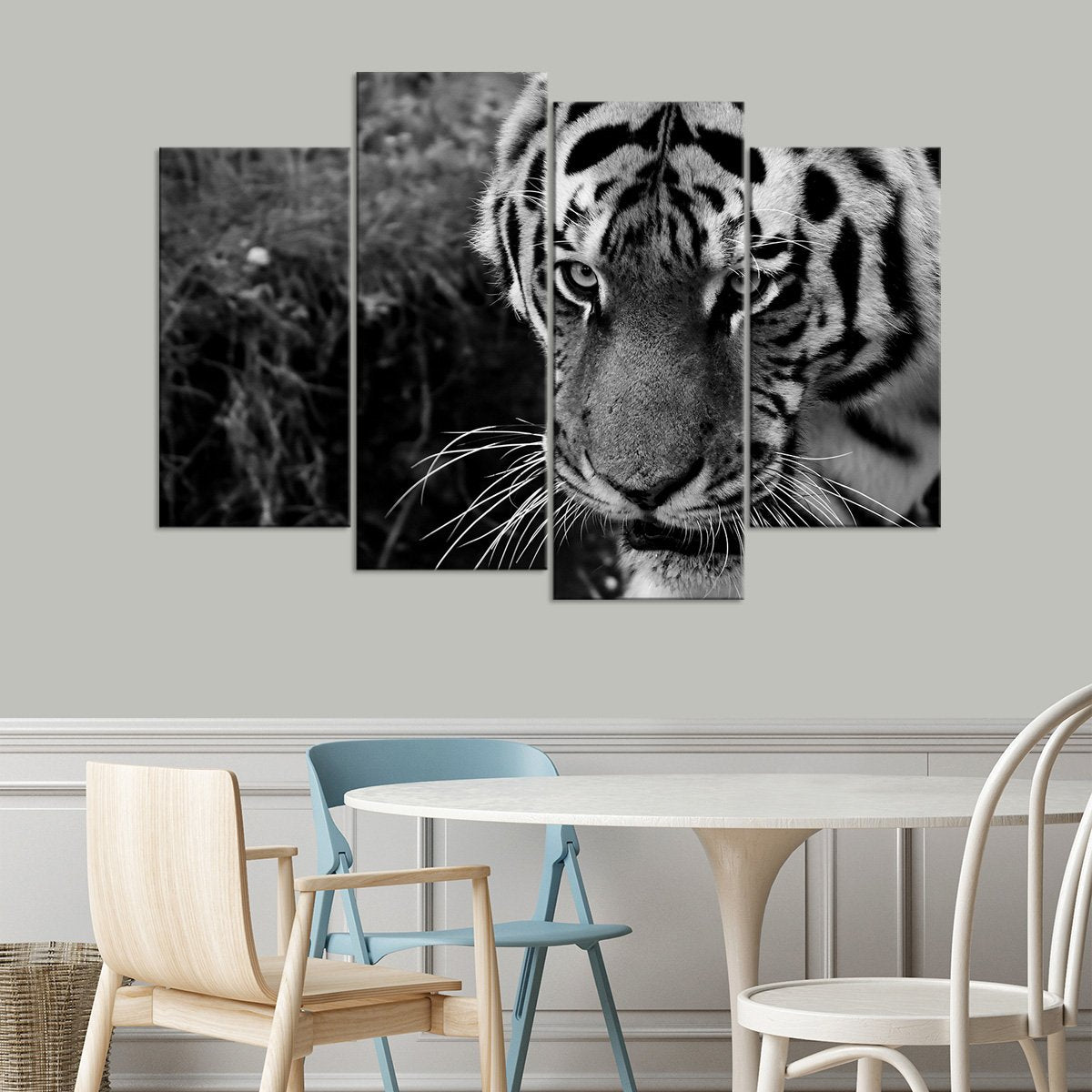 Tiger Seeking Prey Multi Panel Canvas Wall Art