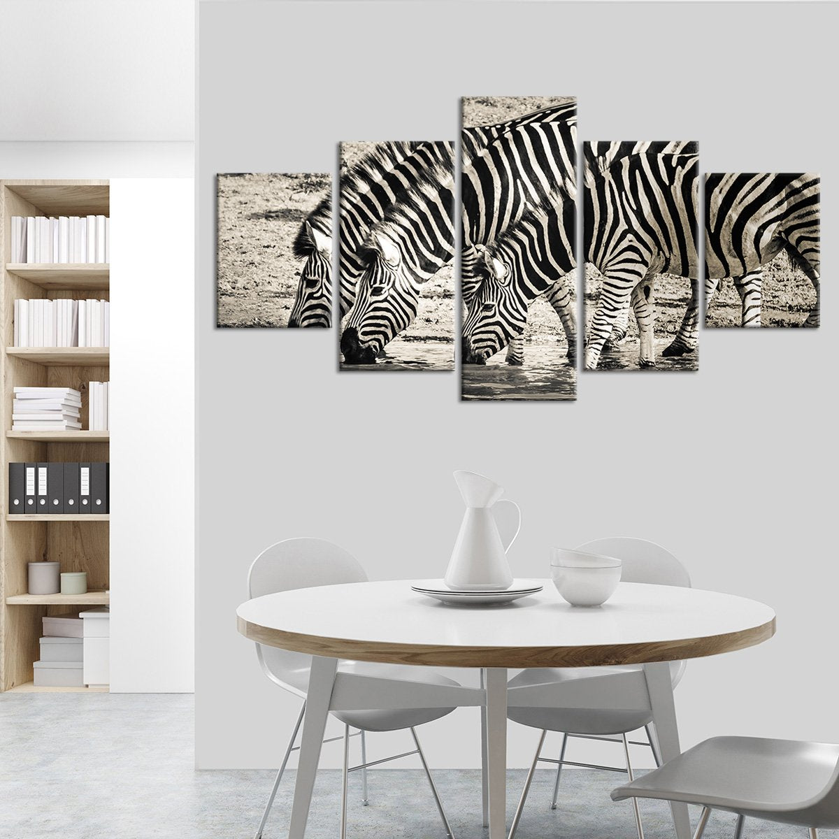 Thirsty Zebras Multi Panel Canvas Wall Art