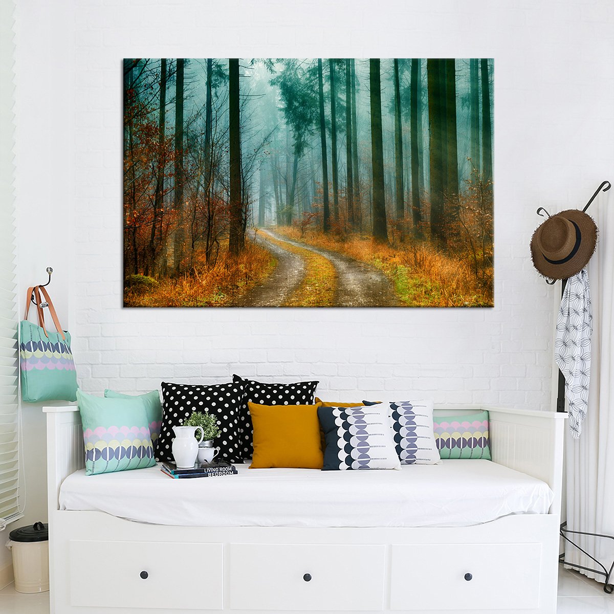 Exquisite Autumn Pathway Multi Panel Canvas Wall Art