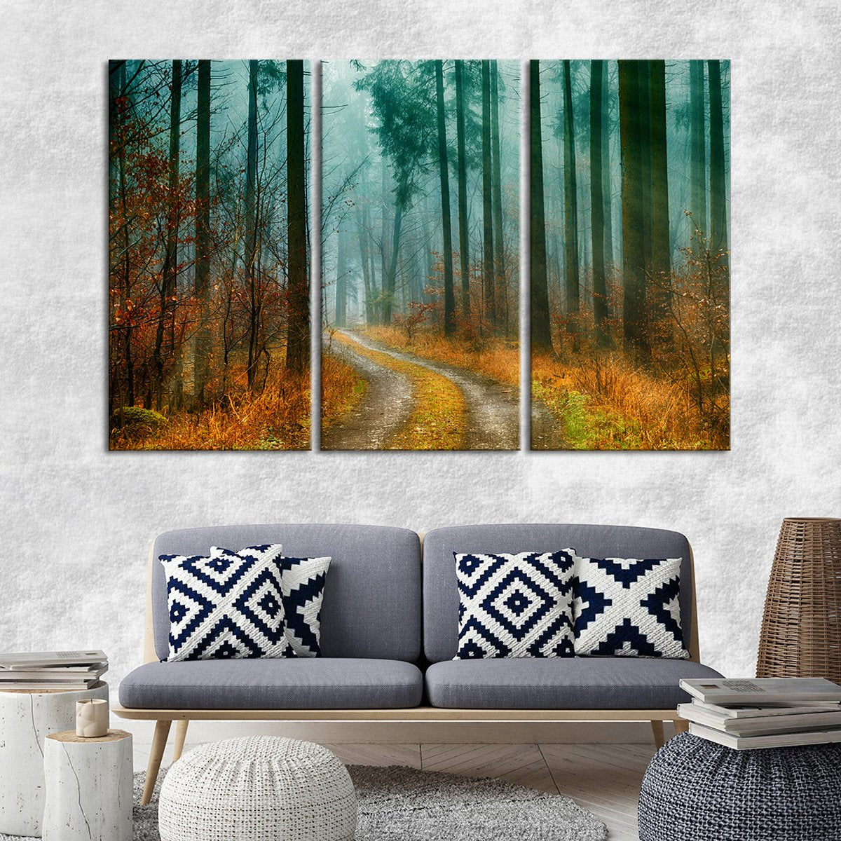 Exquisite Autumn Pathway Multi Panel Canvas Wall Art