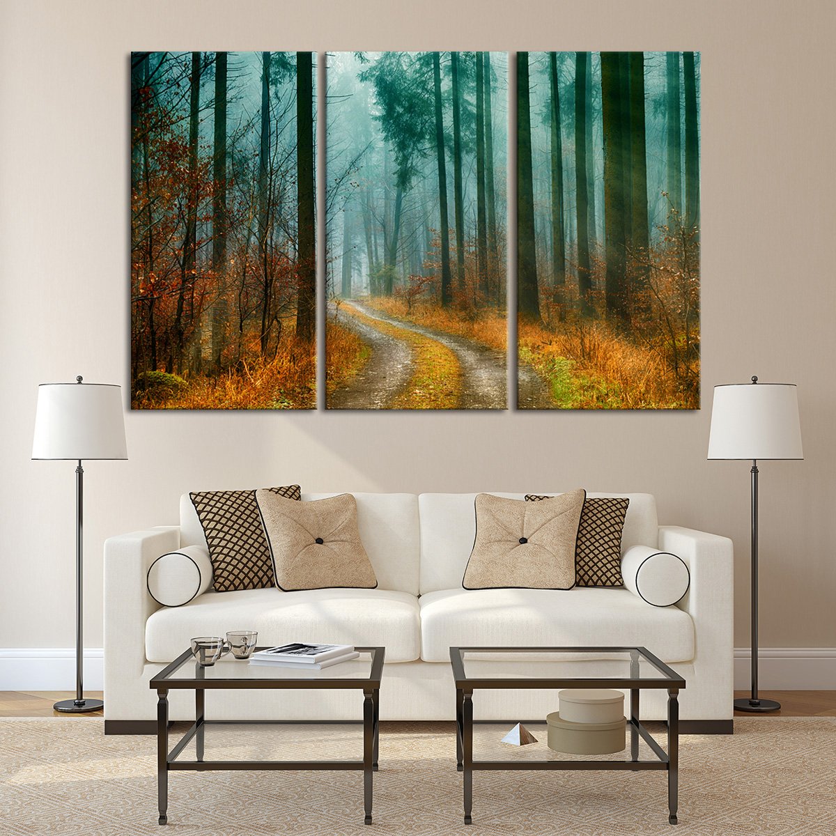 Exquisite Autumn Pathway Multi Panel Canvas Wall Art