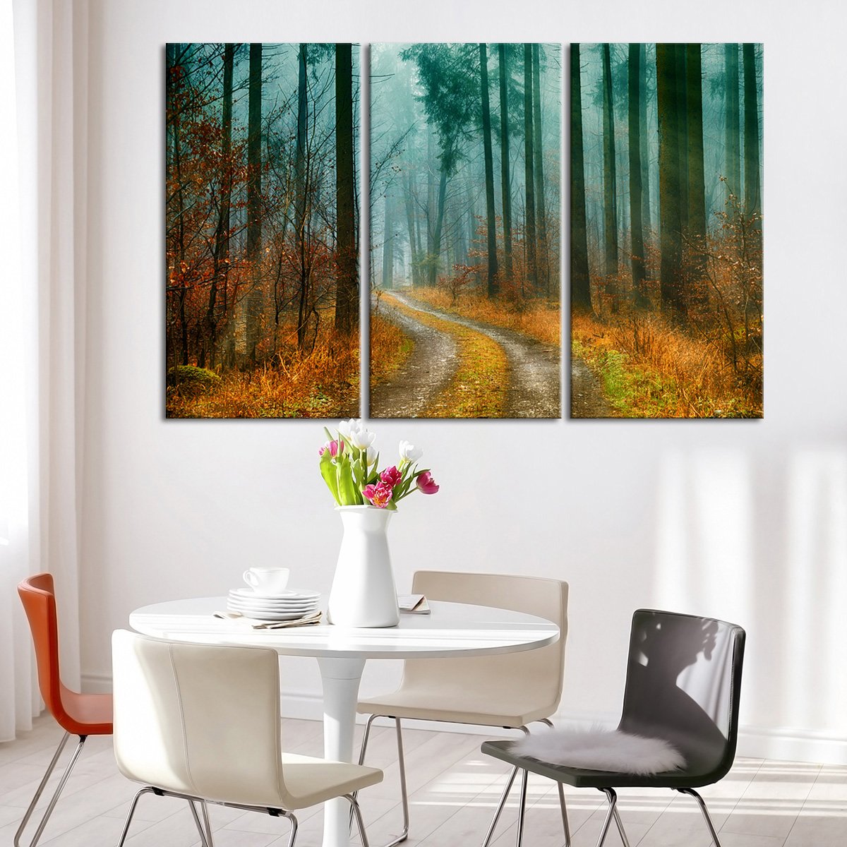Exquisite Autumn Pathway Multi Panel Canvas Wall Art