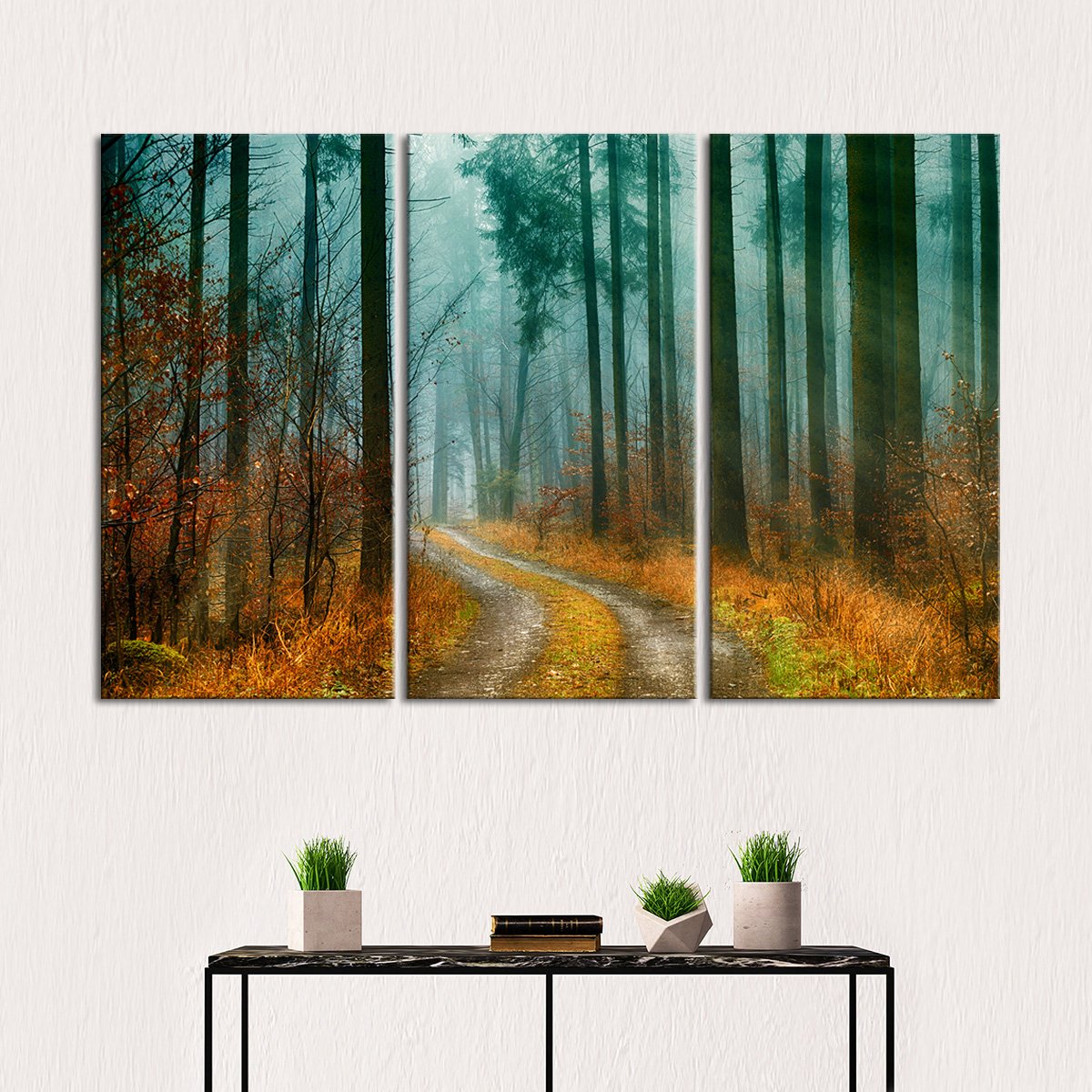Exquisite Autumn Pathway Multi Panel Canvas Wall Art