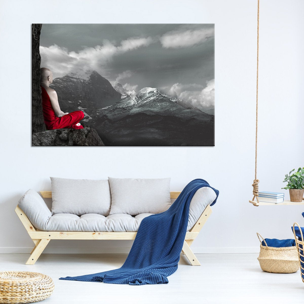 Monk In Meditation Pop Multi Panel Canvas Wall Art