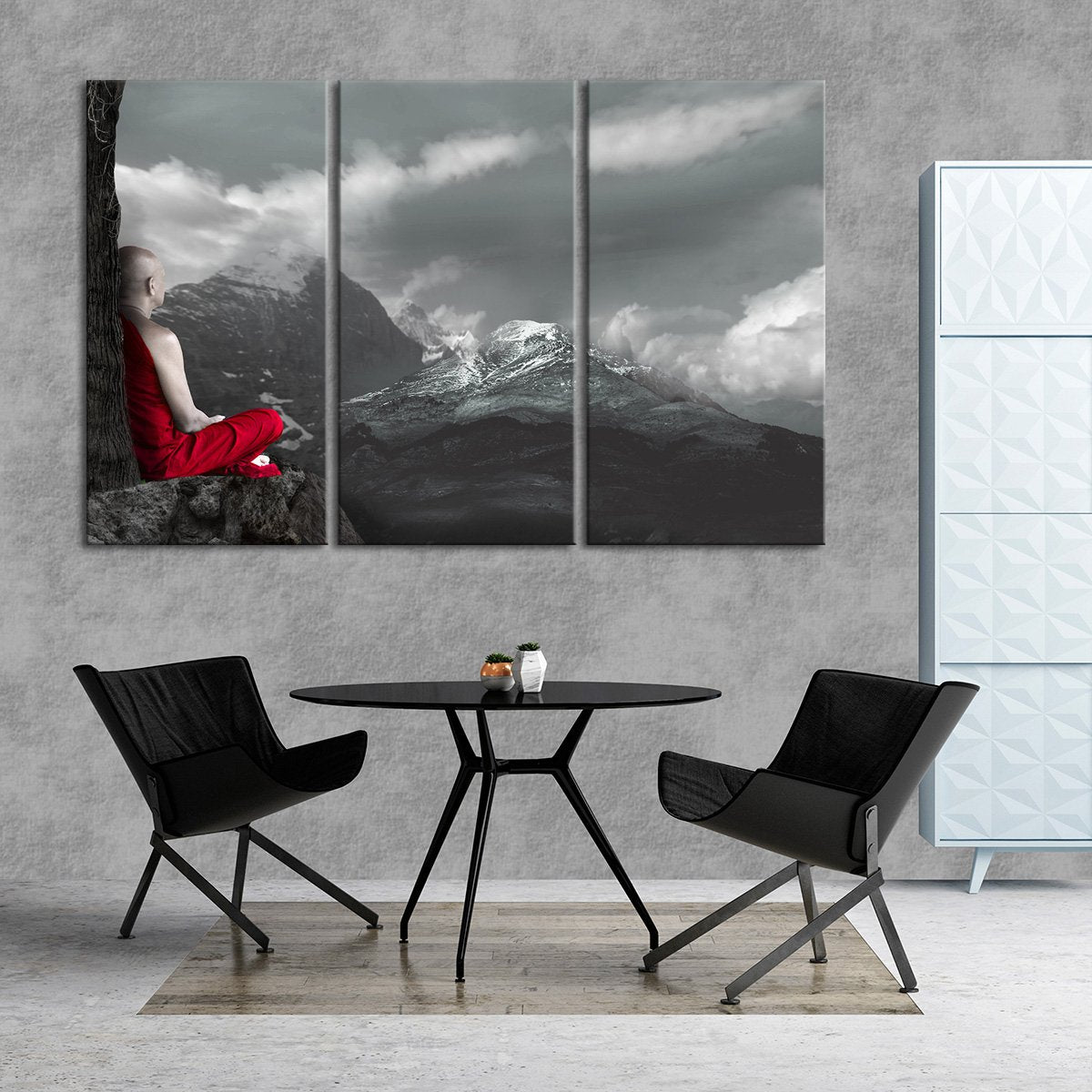 Monk In Meditation Pop Multi Panel Canvas Wall Art