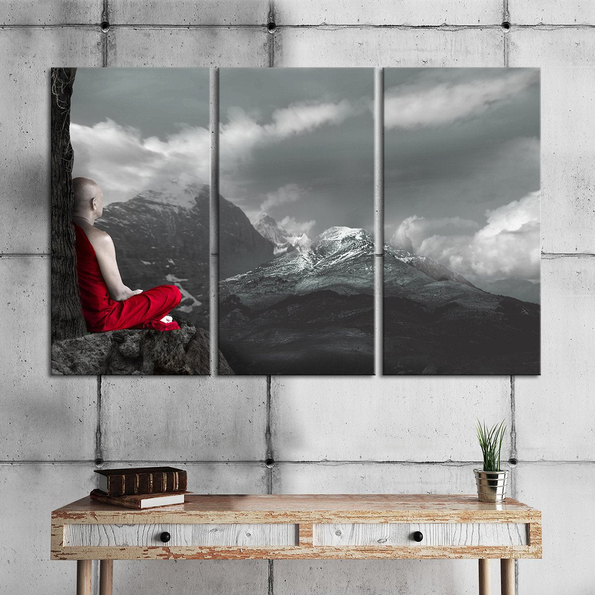 Monk In Meditation Pop Multi Panel Canvas Wall Art