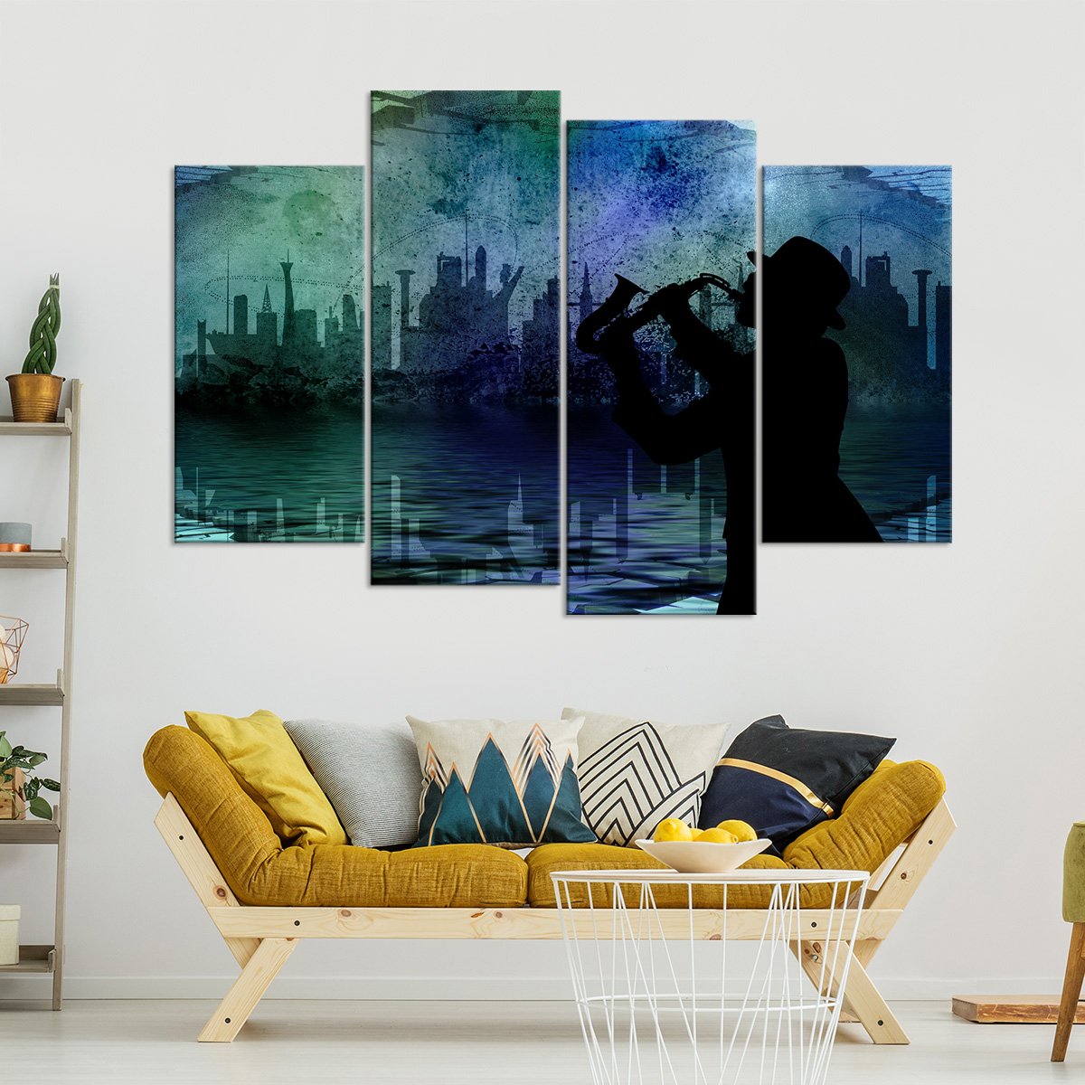 Saxophone Musician Multi Panel Canvas Wall Art