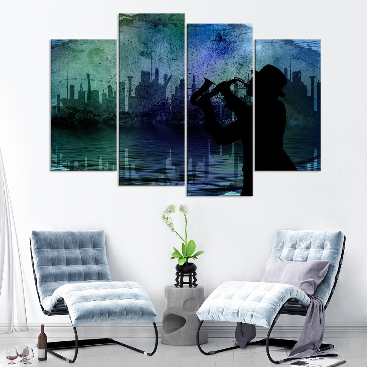 Saxophone Musician Multi Panel Canvas Wall Art