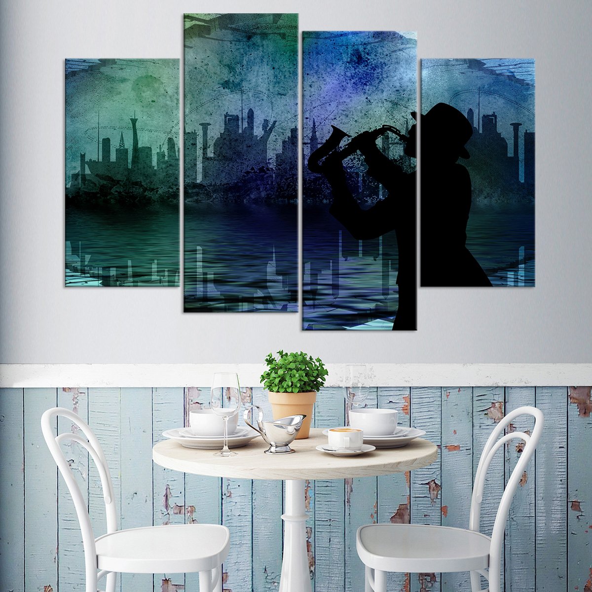 Saxophone Musician Multi Panel Canvas Wall Art