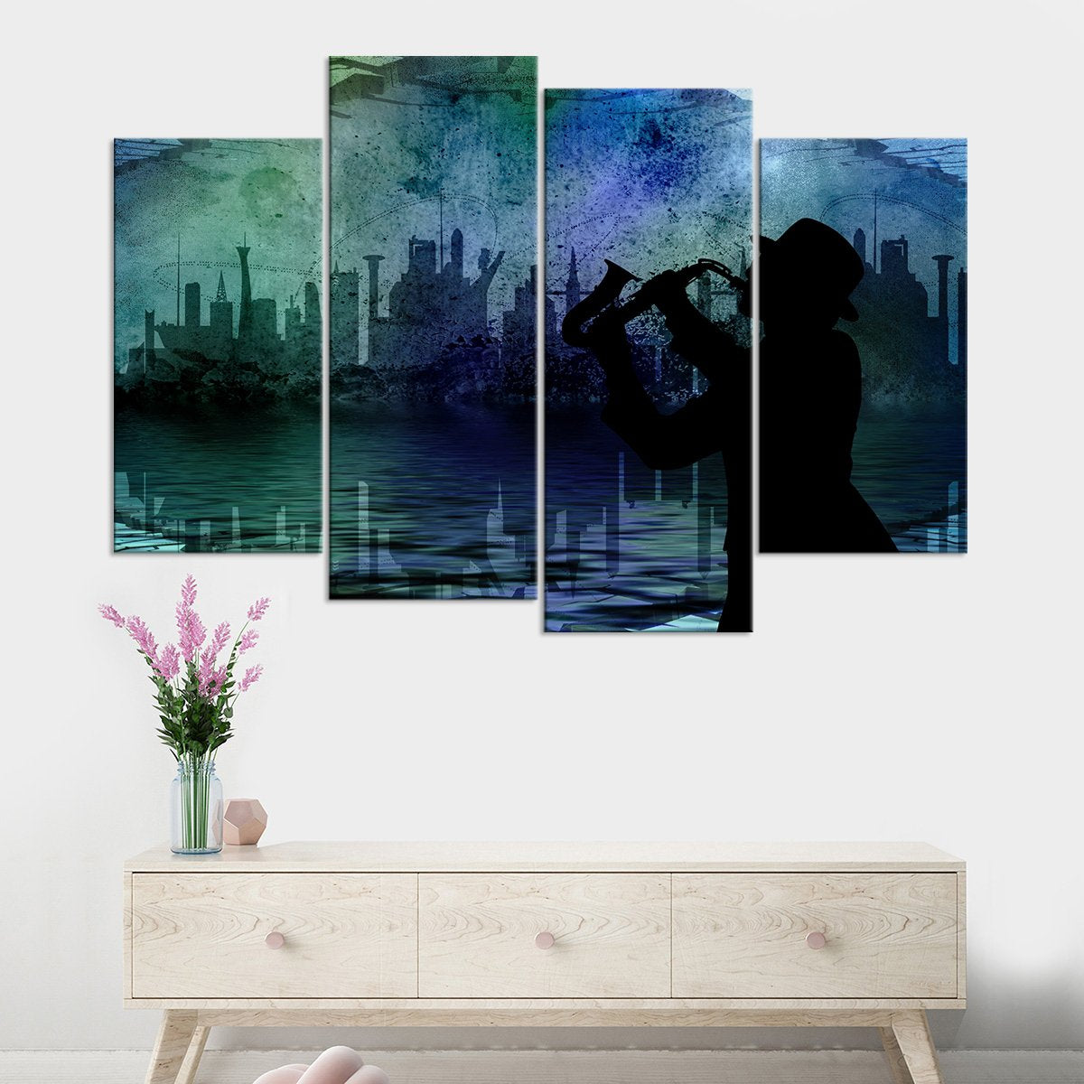 Saxophone Musician Multi Panel Canvas Wall Art