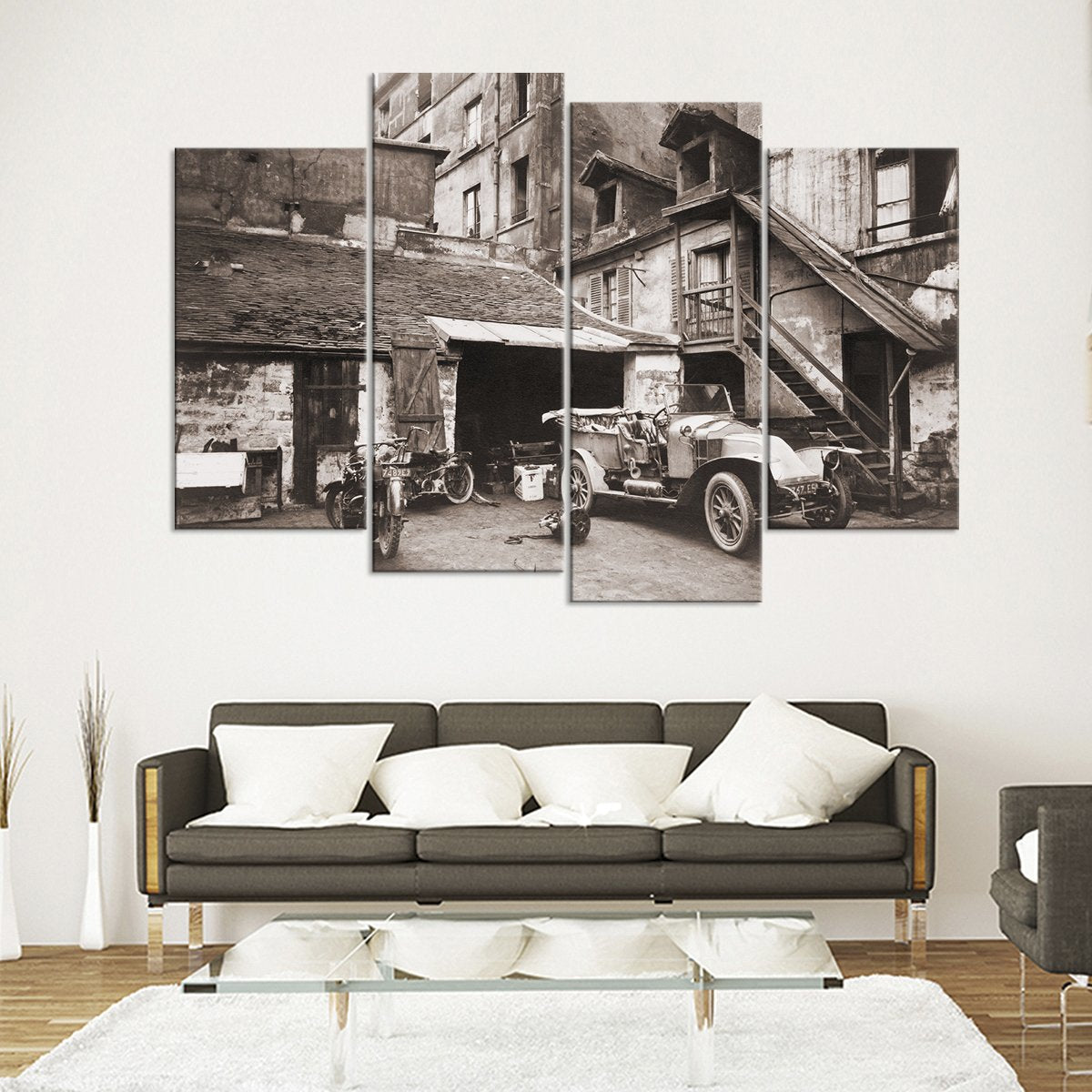 Vintage Parisian Automobile Multi Panel Canvas Wall Art
