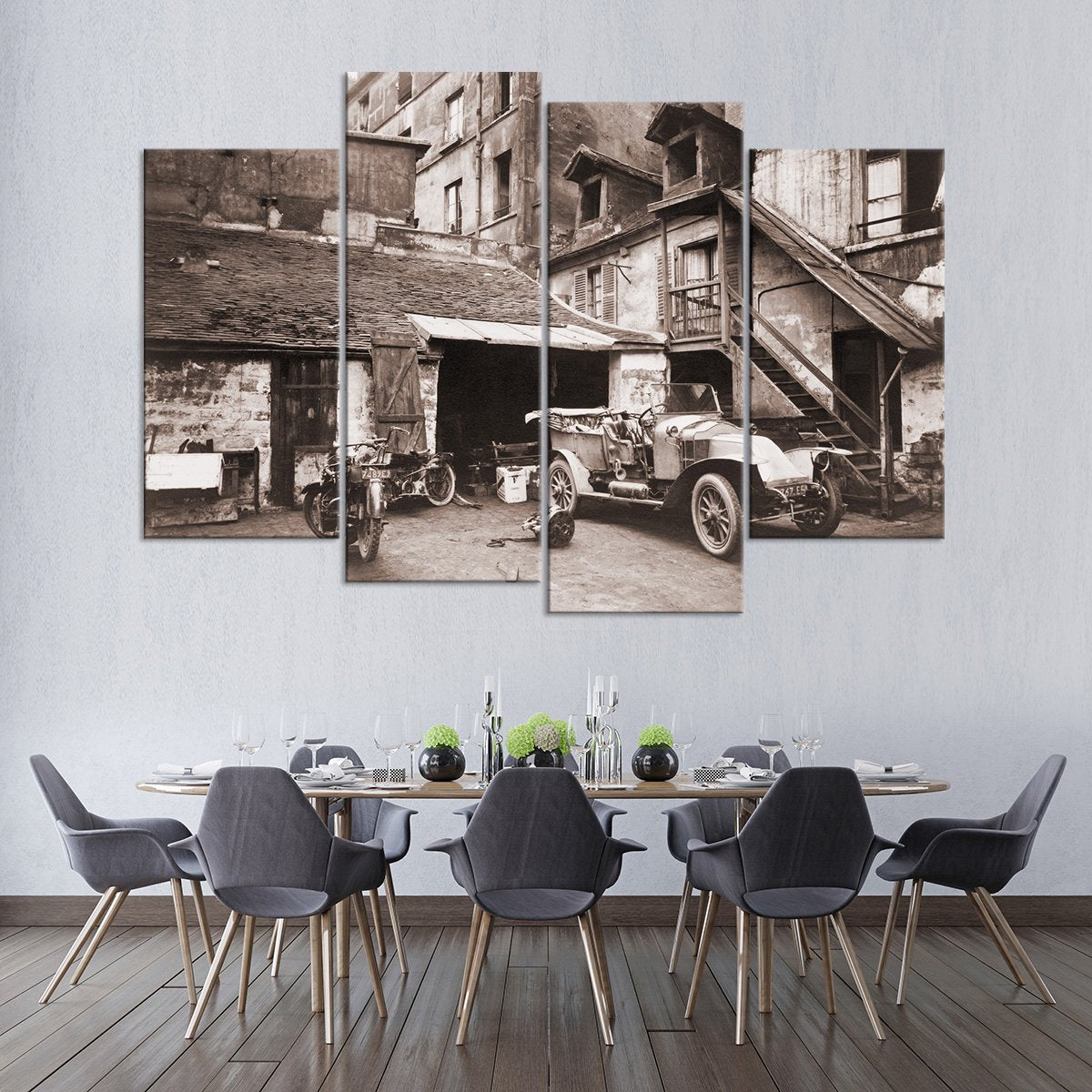 Vintage Parisian Automobile Multi Panel Canvas Wall Art