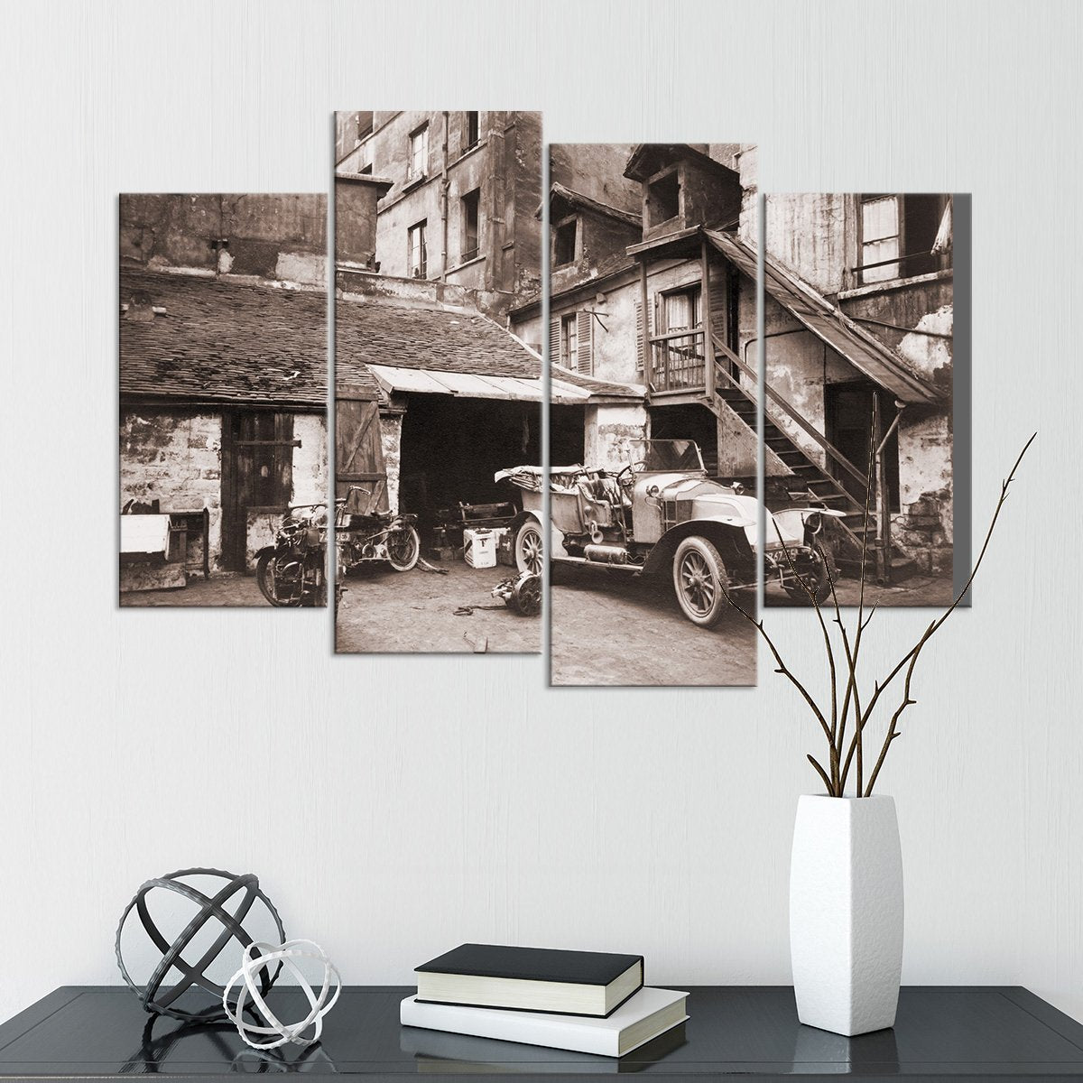 Vintage Parisian Automobile Multi Panel Canvas Wall Art