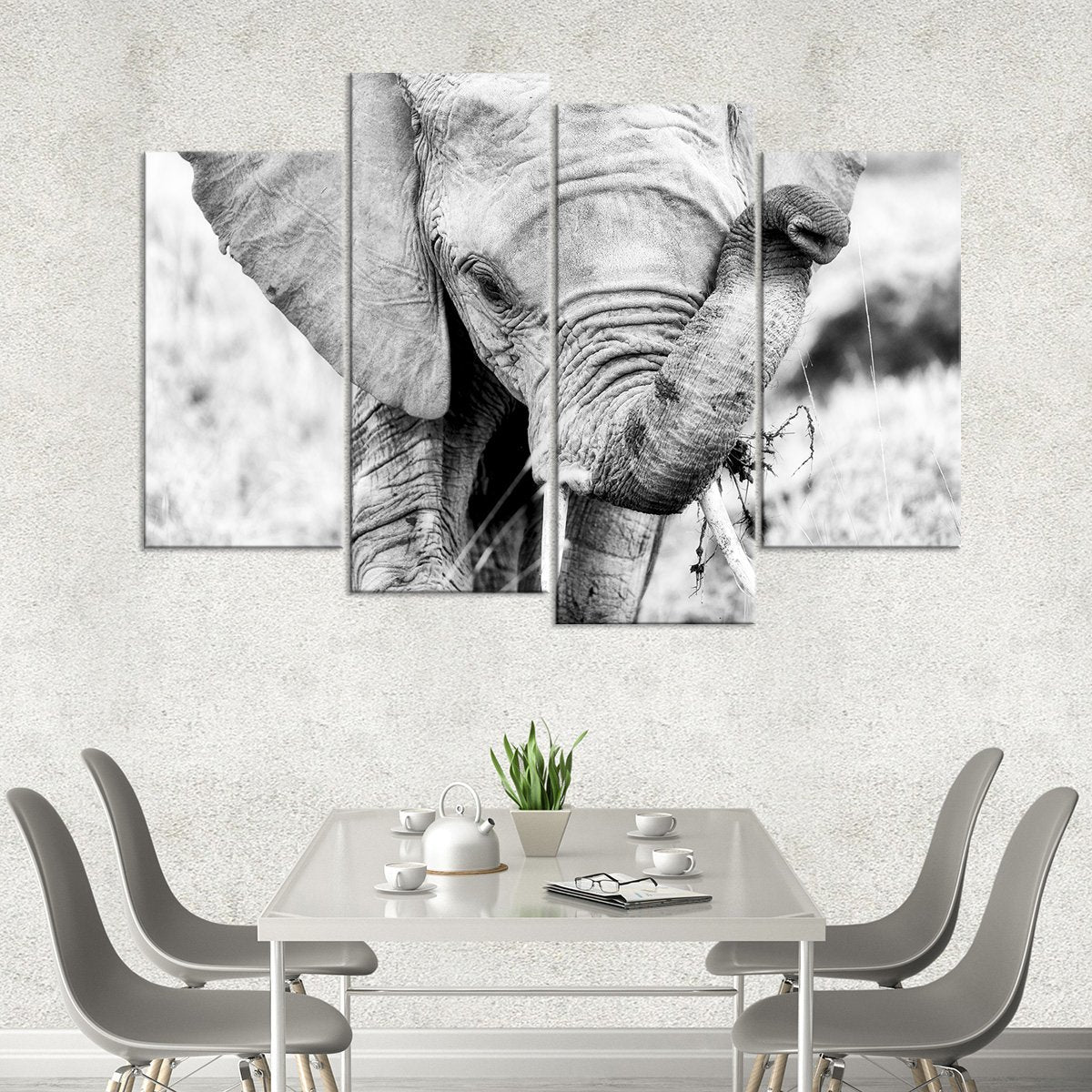 Kenyan Baby Elephant Multi Panel Canvas Wall Art