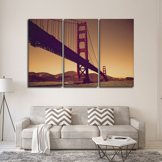 Sundown At Golden Gate Multi Panel Canvas Wall Art