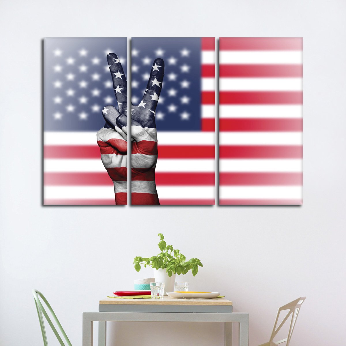 Peace American Flag Multi Panel Canvas Wall Art
