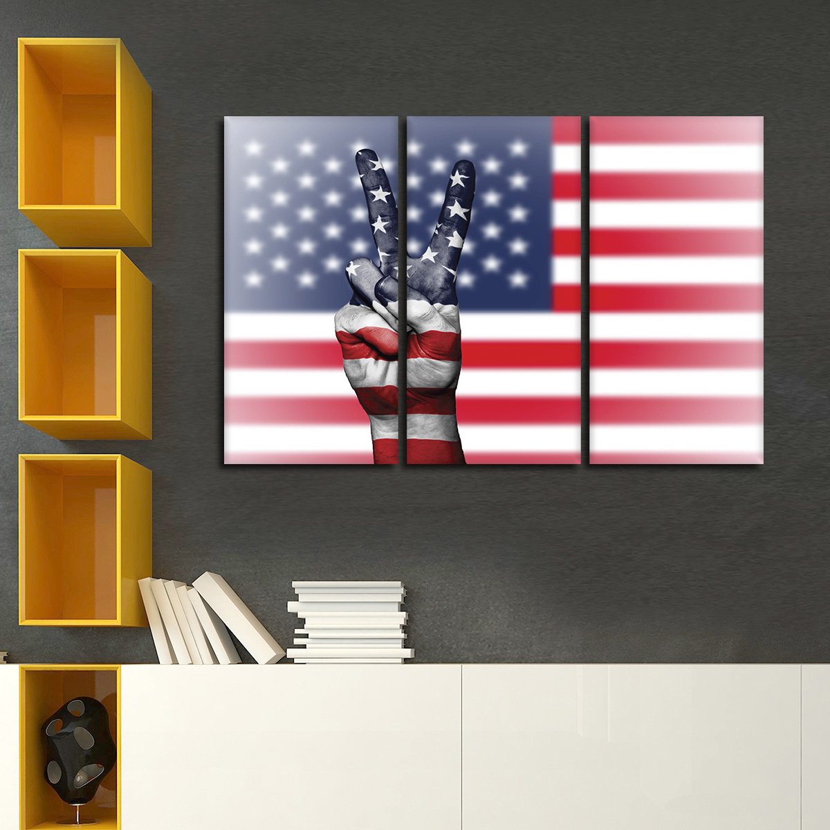 Peace American Flag Multi Panel Canvas Wall Art
